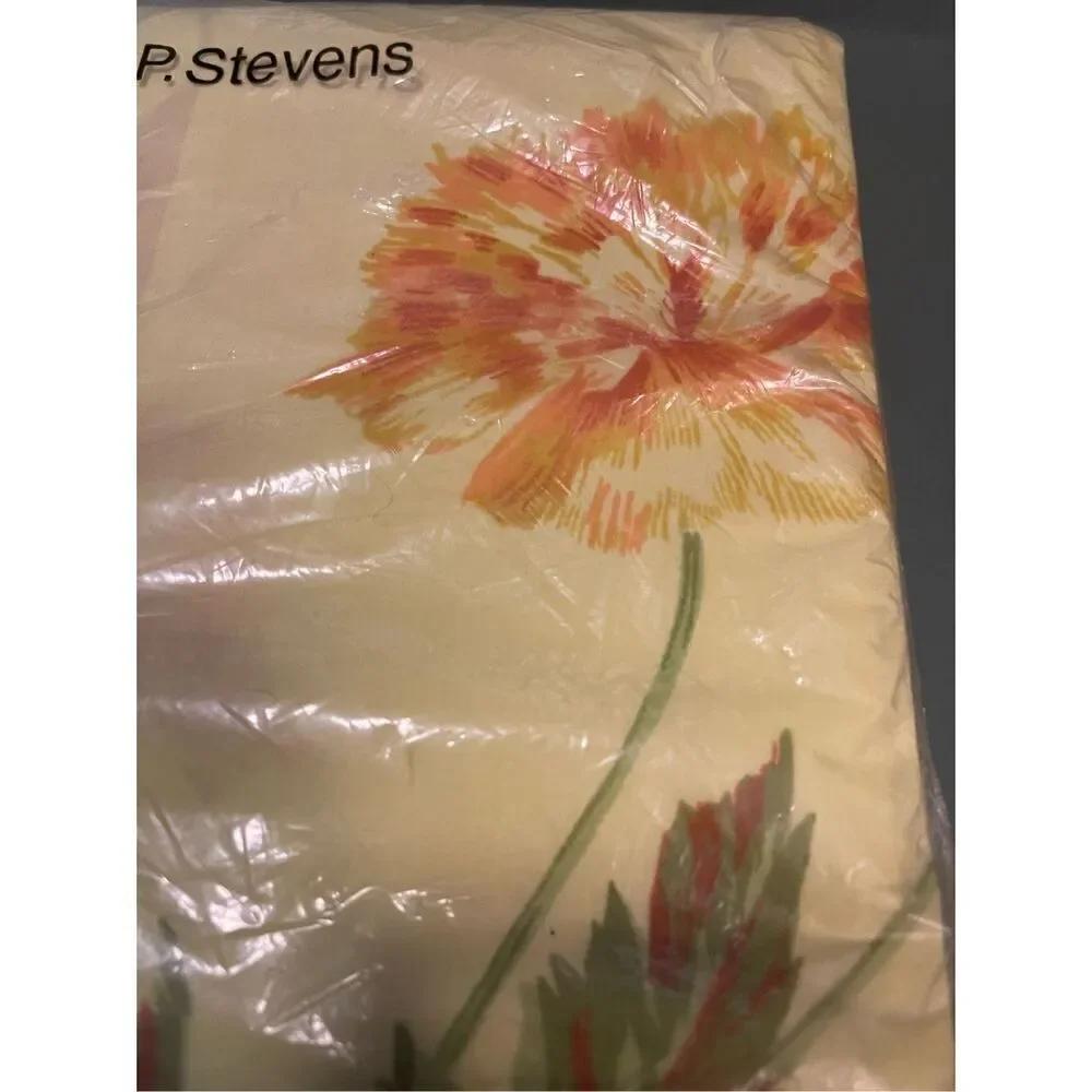 Vintage Made in USA Floral Yellow Print Twin Flat Sheet No Iron Percale Utica J.